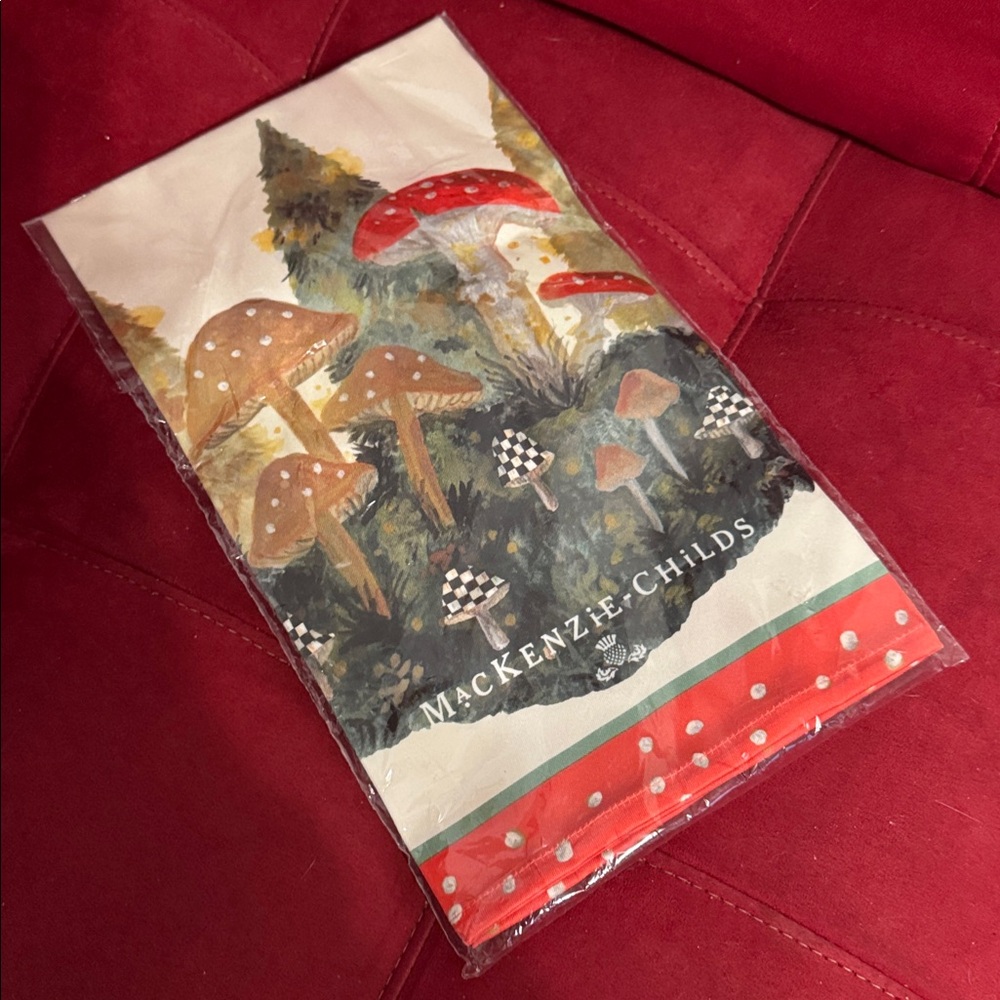 MacKenzie Childs Retired Mushroom Dish Towel NWT